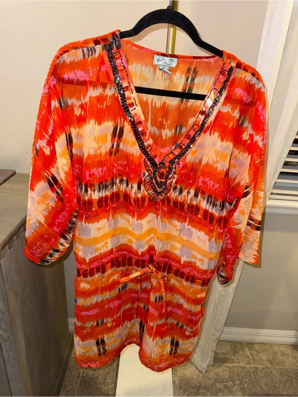 Bali Club Swim cover up with jewel neckline